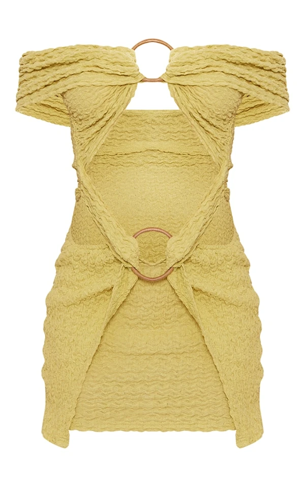 Robe Moulante Texturée Vert Olive à Détail Anneaux 7 Robe Moulante Texturée Vert Olive à Détail Anneaux – Image 5