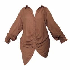 Plus Robe Chemise Texturée Chocolat à Détail Drapé Et Manches Longues -Jolie Vêtue Soldes Magasin ea75b59d21012ab7672c464b21edbebbcb0db138 cmv7950 6