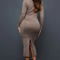 Shape Robe Mi-longue Bandage Taupe à Détail Bonnet -Jolie Vêtue Soldes Magasin ea88a47c698c53db8fa3dc95dcf7ad229466bbbe cnc4670 2