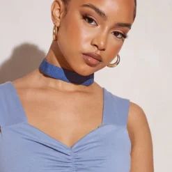 Petite Mini Robe Moulante Bleu Cendré à Bretelles -Jolie Vêtue Soldes Magasin eabd28d78e52de1f2bb36135e3ee144ca622816b cne2306 4