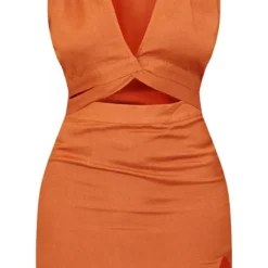 Robe Moulante Sans Manches Rouille Effet Lin à Découpes Et Torsade -Jolie Vêtue Soldes Magasin eaf6ffb7812d06d1f87c8d0b269fc7be4b583cf5 cmy3088 6