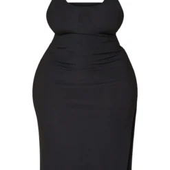 Plus Robe Mi-longue Côtelée Noire à Dos Nu -Jolie Vêtue Soldes Magasin eaff7b7c072f242340cb29c75cfec67aa23fe73c cmy4401 6