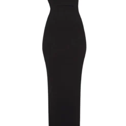 Robe Longue Noire à Bretelle Asymétrique -Jolie Vêtue Soldes Magasin eb5123cf72bfff581241f04a5451ce36091a085c CLW4482 3