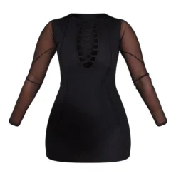 Shape Robe Moulante En Mesh Noir à Lacets Et Manches Longues -Jolie Vêtue Soldes Magasin eb8078cd40a7d60db78e7f4b311ff728277001e2 cmu0576 6