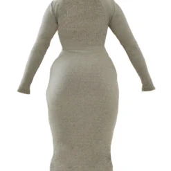 Shape Robe Mi-longue Côtelée Dos Nu Vert Olive Foncé à Manches Longues -Jolie Vêtue Soldes Magasin eba68361fe0e707b4e99fb2d2e936c0bbdd9a7c6 cnb7631 5