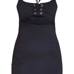 Robe Moulante Noire En Maille Stretch Tissée à Lacets Et Liserés -Jolie Vêtue Soldes Magasin ebc14609bf19c4731adc324ddf9c35a369871c3e cne2699 5