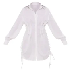 Robe Chemise En Maille Blanche à Côtés Lacés -Jolie Vêtue Soldes Magasin ebcf28d4bd49814e63fe1f84bbd0b1d30974e9bf cnd2341 5