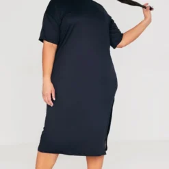 Logic Plus Robe T-shirt Mi-longue Oversize Noire -Jolie Vêtue Soldes Magasin ebe7bc03ca0c22e48163000e36da3ba1dff429e2 cmm5338 4