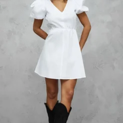 Robe Droite En Popeline Blanche à Manches Bouffantes -Jolie Vêtue Soldes Magasin ebfa1db74517cbfce349cb0c9f1a31152c4af093 cnd4030 3