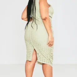 Plus Robe Froncée Mi-longue Vert Sauge à Broderie Anglaise -Jolie Vêtue Soldes Magasin ec1a625a017da86c2dbd2b73089f0756ba627206 cnd5029 2