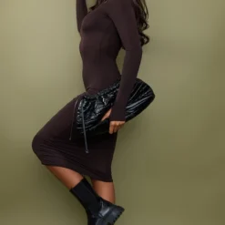 Robe Mi-longue En Jersey Chocolat à Bretelles Et Manches Longues -Jolie Vêtue Soldes Magasin ec1b296e33567f7e6d87510d4ee458b12df7ec2a cnc2915 3