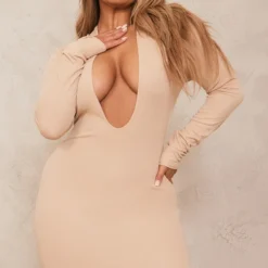 Shape Robe Gris Pierre En Crêpe Très Décolletée