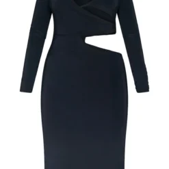 Robe Mi-longue Moulante Noire Découpée à Manches Longues -Jolie Vêtue Soldes Magasin ec4e206245e95349339a3135d47b66b627632af9 cnb0793 5