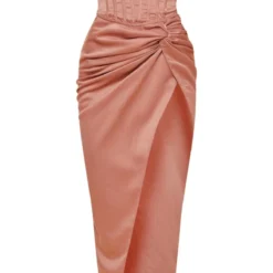 Label PLT Robe Longue Satinée Froncée Argile à Corset Et Torsade -Jolie Vêtue Soldes Magasin ec696109d8ef70a8dfe2a4657a7f7cb0c262e405 cnc9976 5