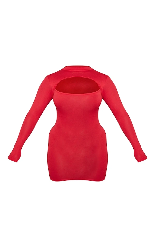 Shape Robe Moulante Découpée En Jersey Rouge à Manches Longues 7 Shape Robe Moulante Découpée En Jersey Rouge à Manches Longues – Image 5