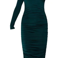 Robe Mi-longue Asymétrique Vert émeraude Froncée -Jolie Vêtue Soldes Magasin ed6ef1d91fb9e2f1530a19805053edb9d51048db cnb3264 5