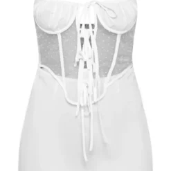 Robe Moulante Tissée Blanche à Corset En Mesh Lacé -Jolie Vêtue Soldes Magasin edb0eca358d3ed8b4bd2d16df07a5c493114d20a cnd5870 5
