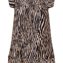 Robe Droite Plissée Noire Imprimé Zèbre à Manches Volantées -Jolie Vêtue Soldes Magasin edf0812f5bb4665ed26110290f52c5b0dff6dd15 cnb7164 5