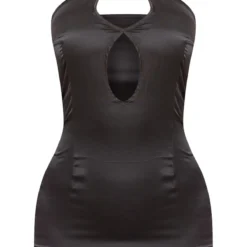 Robe Moulante Noire Satinée Croisée Dans Le Dos à Découpes Goutte D'eau -Jolie Vêtue Soldes Magasin ee1f868e6a51fb70106a7a7b6c4687329b4453ee cne1388 5