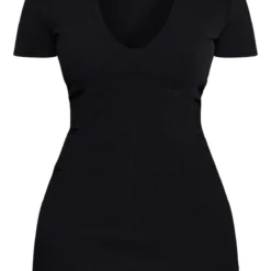 Shape Robe Moulante Côtelée Crêpée Noire à Manches Courtes Et Col -Jolie Vêtue Soldes Magasin ee9aa7fe1a0dc4e75342a2743f336ef03d68c549 cnb3285 5