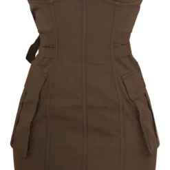 Robe Cargo Bustier Moulante Kaki Foncé à Liserés Structurants Et Poches -Jolie Vêtue Soldes Magasin efa63514327076ab11263329c690e74e641cb79e cnc6733 5