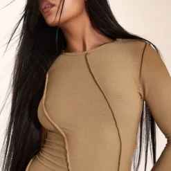 Robe Moulante Gris Pierre à Coutures Surjetées Et Manches Longues -Jolie Vêtue Soldes Magasin effc283029efd0c35f3f6640b7ff03f28a6b659a cnc5661 4