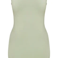 Robe Droite Vert Sauge Tissée Stretch à Col Carré -Jolie Vêtue Soldes Magasin f046d0756e13eda6807520709b02c9c412c4ba17 cne2869 5