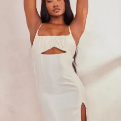 Tall Robe Longue Satinée Crème à Devant Froncé 10 Tall Robe Longue Satinée Crème à Devant Froncé -Jolie Vêtue Soldes Magasin f04cef7ef540a4d1995344382a13ef136f427f88 cne2116 4