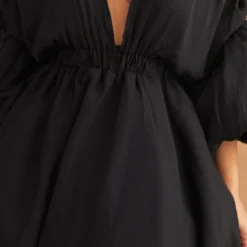 Plus Robe Noire Bouffante à Manches Ballon -Jolie Vêtue Soldes Magasin f0866a719216e19e1ea62ff414090f4213e2920e CMY9439 5