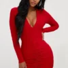 Shape - Mini Robe Moulante Froncée Rouge -Jolie Vêtue Soldes Magasin f0b03467a32c6a8e727b0a7f8aefceb49d5122fd CLT8402 1