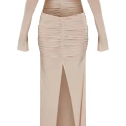 Robe Longue Moulante Découpée Gris Pierre à Col Bardot Et Empiècement -Jolie Vêtue Soldes Magasin f0c1bca7627a43df6c1672a24bc144630a5da6ac cnd0421 5