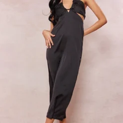 Robe Longue Satinée Noir Profond à Découpes Et Bretelles -Jolie Vêtue Soldes Magasin f0c3548367f38f33d10b9ed8248692b6eb79ab96 cne1536 1