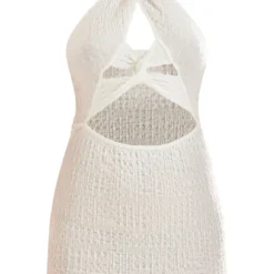 Robe Moulante Dos Nu Blanche Texturée à Détail Torsadé -Jolie Vêtue Soldes Magasin f0d9df6e66997e32fe5b280ad0a69181ea98cd51 cnd5891 5