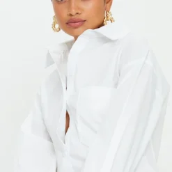 Petite Robe Chemise Oversize Blanche à Manchettes -Jolie Vêtue Soldes Magasin f0fb71335555d47ceaa606cf155d72761bb12a30 cmm2394 4