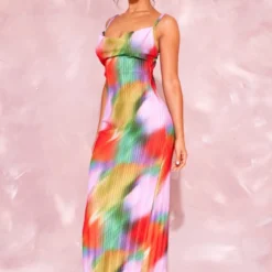 Petite Robe Longue Plissée Imprimé Multicolore à Col Bénitier -Jolie Vêtue Soldes Magasin f1c34f531ca4d53d3b84e4d97b8ef7a8fd837b96 cne8201 3