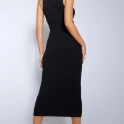 Robe Moulante Mi-longue Noire En Maille Côtelée Sans Manches -Jolie Vêtue Soldes Magasin f1d7388995571eb1318b176bec6ec31ae9d0d1fd cna9556 2