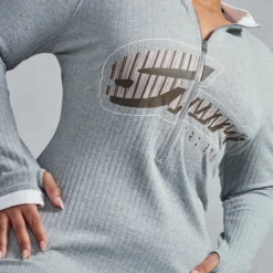 Zero Plus Robe Mi-longue Gris Chiné Imprimée Côtelée à Zip -Jolie Vêtue Soldes Magasin f2453877dd5e70920de229625fc7c065b13cf234 cnc7367 4