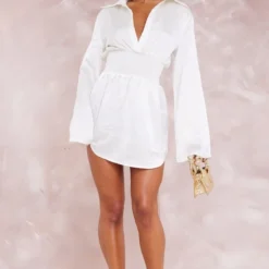 Robe Chemise Satinée Crème à Taille Froncée 9 Robe Chemise Satinée Crème à Taille Froncée -Jolie Vêtue Soldes Magasin f24ba956fb36e3c394ee337e1ceaf31681c38848 cne1413 3