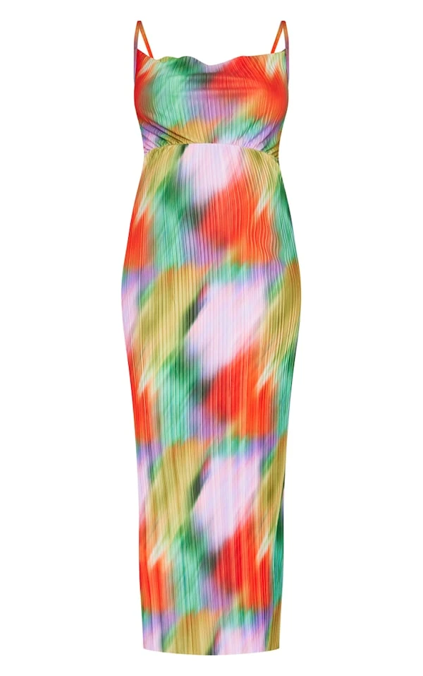 Maternité Robe De Grossesse Plissée Longue Multicolore Imprimée 7 Maternité Robe De Grossesse Plissée Longue Multicolore Imprimée – Image 5
