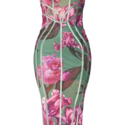 Robe Mi-longue Verte Fleurie En Mesh à Liserés -Jolie Vêtue Soldes Magasin f2f2ebed7e245dda69290524e818d440179255f6 cna9119 5