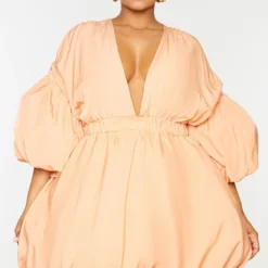 Plus Robe Droite Orange Bouffante à Manches Ballon -Jolie Vêtue Soldes Magasin f2fe9a48d24da204a8f0a9cd96c4f905dff28a44 cms2495 4