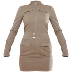 Robe Moulante Tissée Vert Olive à Coutures Contrastantes -Jolie Vêtue Soldes Magasin f391846ee14f4c4d7aa6c03d4694a50303649da4 cnc8321 5