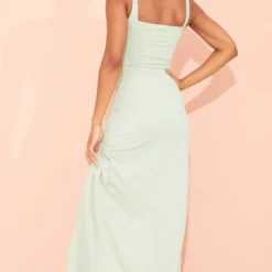 Robe Longue Vert Sauge à Col Droit -Jolie Vêtue Soldes Magasin f3efbcc15278dad60040fe9e75a2564396800699 cmz3541 3