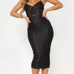 Pure Robe Mi-longue Noire à Rayures En Mesh Et Dentelle -Jolie Vêtue Soldes Magasin f40c1415280b2ddfcc13a8d85b029284fd682884 cly8140 1