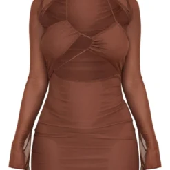 Shape Robe Moulante En Mesh Marron Chocolat Superposé à Lacets -Jolie Vêtue Soldes Magasin f41210ed10f53acbc79f442daf1c623373beb28a cna2366 5