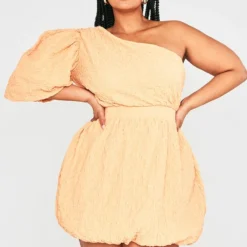 Plus Robe Bouffante Texturée Pêche à épaule Unique -Jolie Vêtue Soldes Magasin f4333fcd49ce10dde2e6340b8e5ea83e98377429 cne0768 3