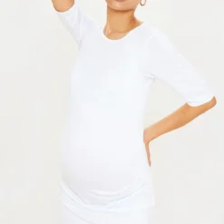 Maternité Robe De Grossesse Tee-shirt Basique Blanche à Manches Courtes -Jolie Vêtue Soldes Magasin f486fcaf5a343f02cd84e17599422bbd5eef4be6 cms0997 3