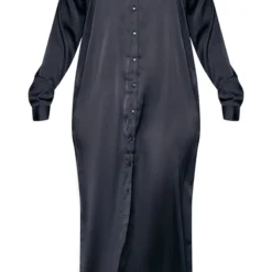 Plus Robe Chemise Longue Noire Satinée -Jolie Vêtue Soldes Magasin f4b81d7ff68ea2a2a49d5e963917b69b4f9846e1 cnb4238 5