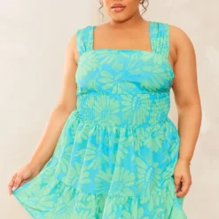 Plus Robe Droite En Popeline Verte Fleurie Froncée -Jolie Vêtue Soldes Magasin f4d0722a37338d03f2bcacfb9d601e5ed3519d1e cne4147 3