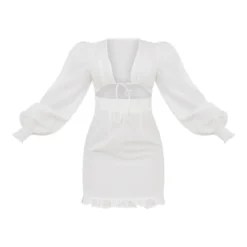 Robe Droite Blanche Nouée Devant à Ourlet Volanté -Jolie Vêtue Soldes Magasin f4d8631b0b9c1a676150ff4174bb870f8e3ecb51 cnc8278 5